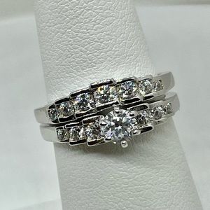 Fashion 925 Silver Ring White Sapphire 2pcs/set Ring.R23